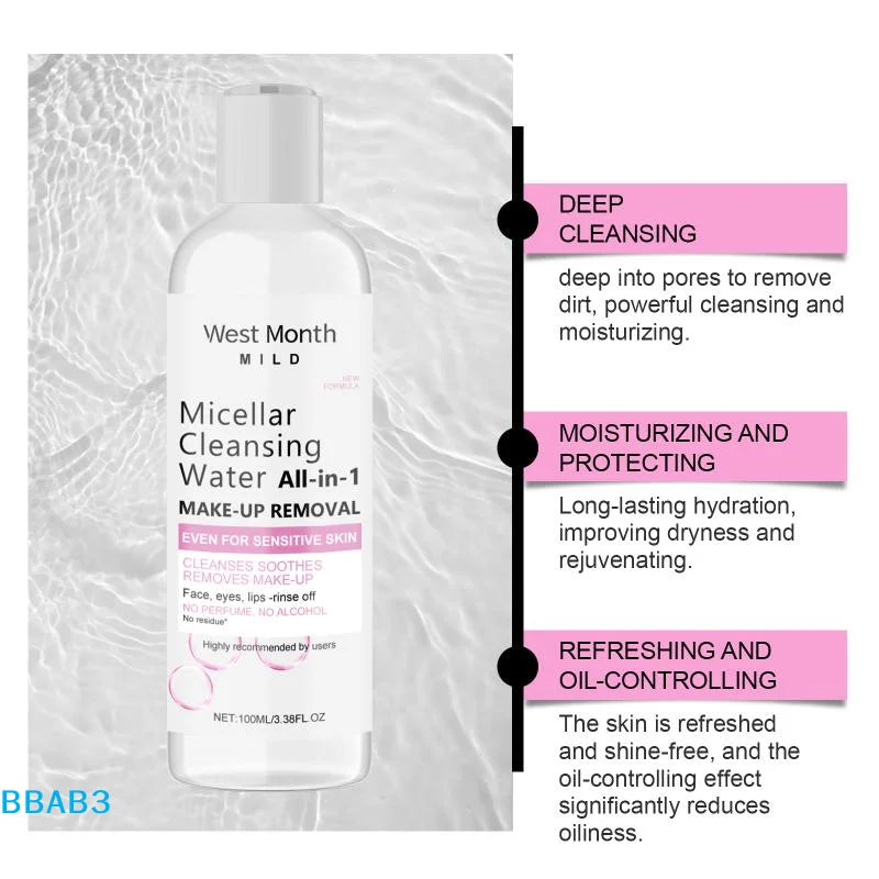 【B】Micellar Water Deep Makeup Remover Cleaning Pores Soft Refresh Moisturizing Eyes Lips Facial Cleanser Liquid Skin Care