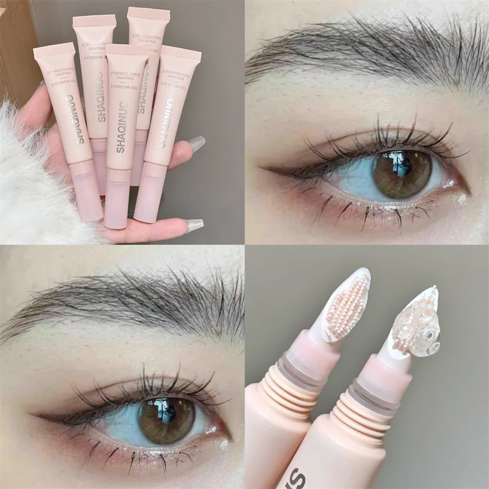 3D Brow Gel Waterproof Smudge-Proof Eyebrow Styling & Shaping with Silicone Brush Long-Lasting Hold for All-Day Wear Makeup