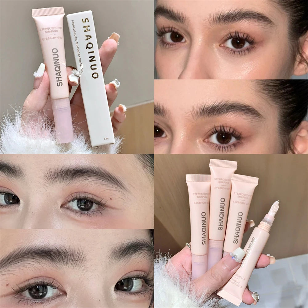 3D Brow Gel Waterproof Smudge-Proof Eyebrow Styling & Shaping with Silicone Brush Long-Lasting Hold for All-Day Wear Makeup