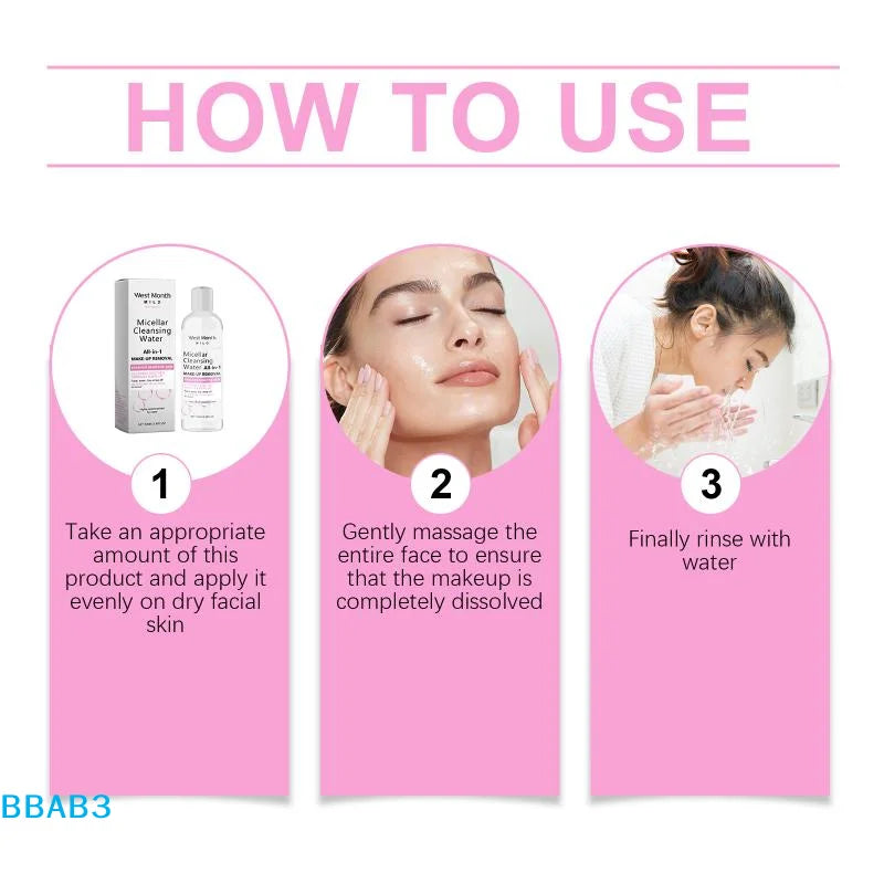【B】Micellar Water Deep Makeup Remover Cleaning Pores Soft Refresh Moisturizing Eyes Lips Facial Cleanser Liquid Skin Care