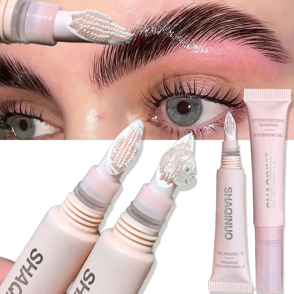 3D Brow Gel Waterproof Smudge-Proof Eyebrow Styling & Shaping with Silicone Brush Long-Lasting Hold for All-Day Wear Makeup