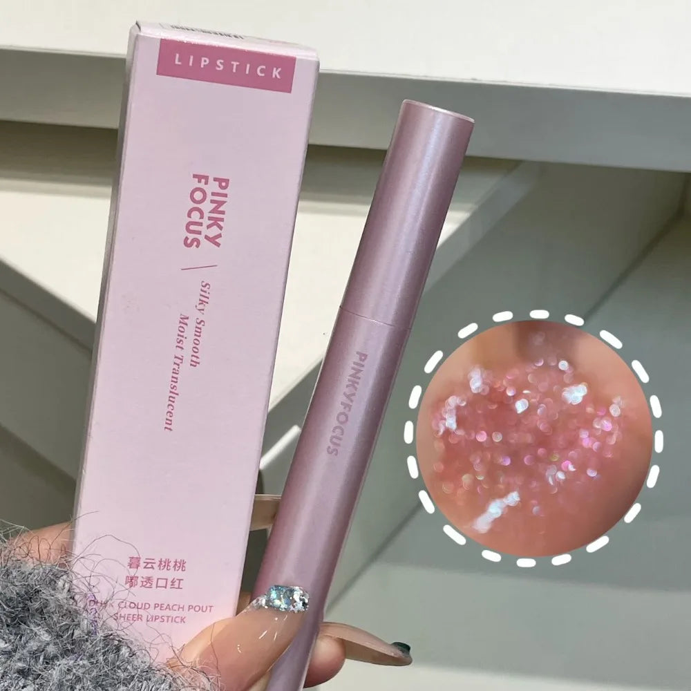 Diamond Pink Glitter Solid Jelly Lip Gloss Pen Moisturizing Mirror Water Lipstick Light Film-forming Non-Fading Gloss Cosmetic