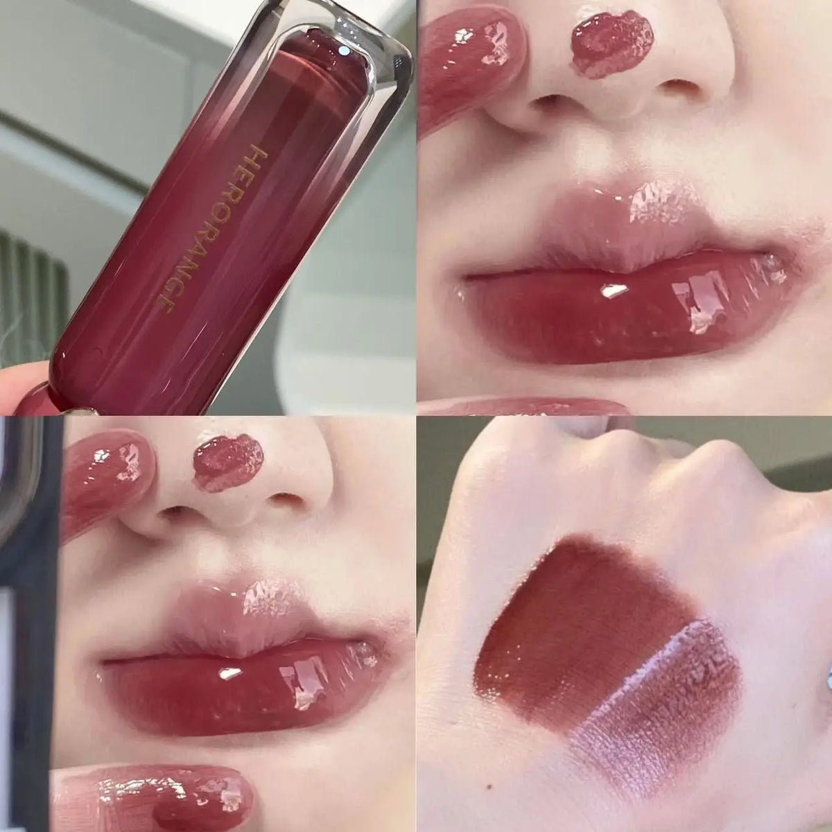 Smoked Grape Purple Red Lip Glaze Mirror Water Lip Gloss Moisturizing Liquid Lipstick Clear Tint Makeup Korean Women Cosmetics