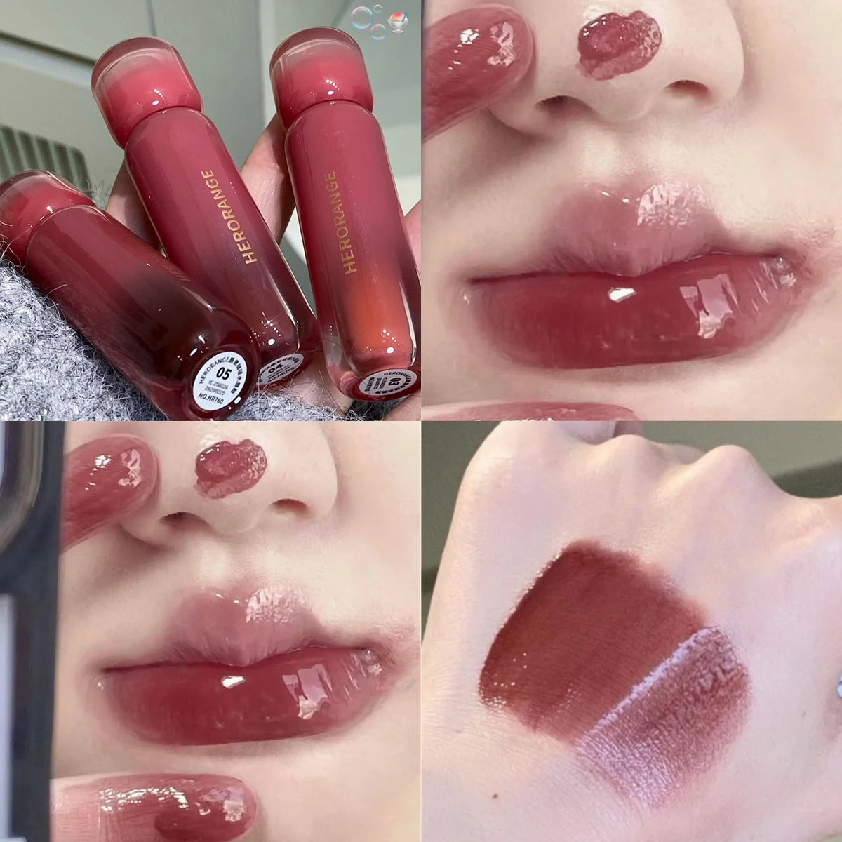 Smoked Grape Purple Red Lip Glaze Mirror Water Lip Gloss Moisturizing Liquid Lipstick Clear Tint Makeup Korean Women Cosmetics