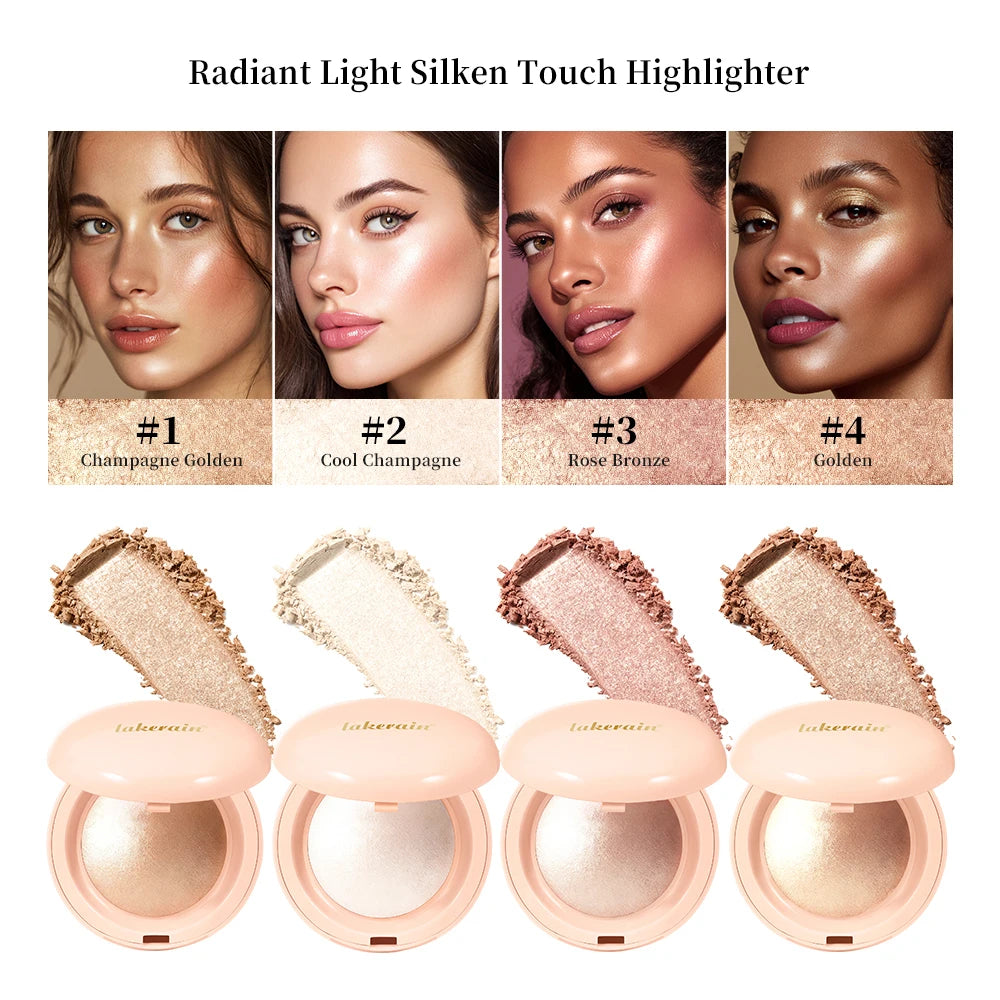 Waterproof Face Highlighter Instant Skin Silky LongLasting Glow Illuminator Glitter Shimmer Baked Highlighter Powder Makeup