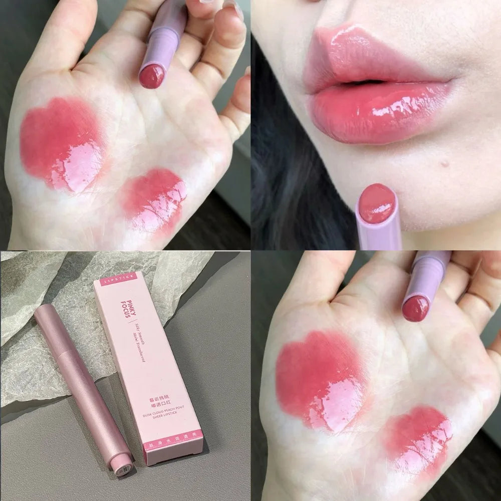 Diamond Pink Glitter Solid Jelly Lip Gloss Pen Moisturizing Mirror Water Lipstick Light Film-forming Non-Fading Gloss Cosmetic