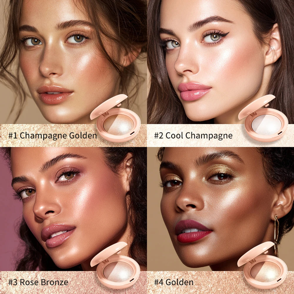 Waterproof Face Highlighter Instant Skin Silky LongLasting Glow Illuminator Glitter Shimmer Baked Highlighter Powder Makeup