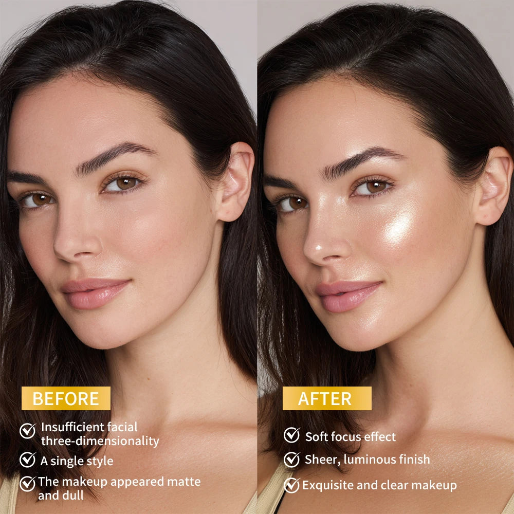 Waterproof Face Highlighter Instant Skin Silky LongLasting Glow Illuminator Glitter Shimmer Baked Highlighter Powder Makeup