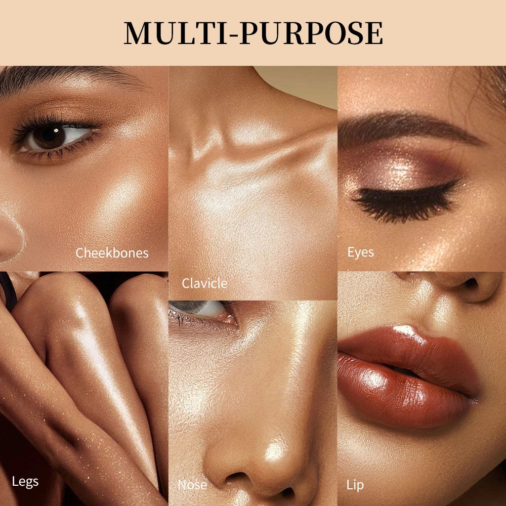 Waterproof Face Highlighter Instant Skin Silky LongLasting Glow Illuminator Glitter Shimmer Baked Highlighter Powder Makeup