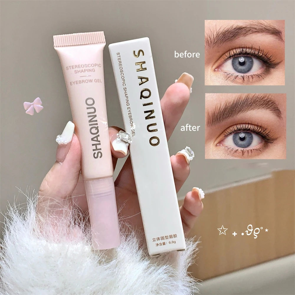 3D Brow Gel Waterproof Smudge-Proof Eyebrow Styling & Shaping with Silicone Brush Long-Lasting Hold for All-Day Wear Makeup